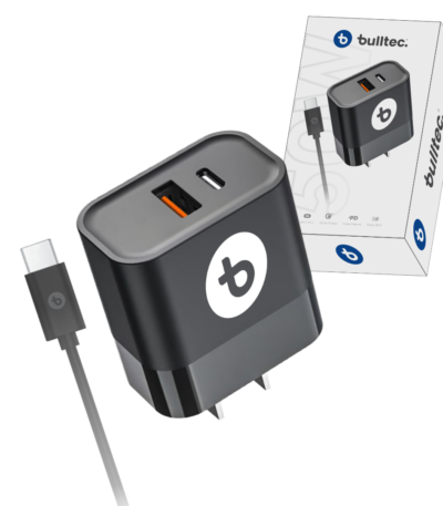 Cargador Doble Puerto Con Cable USB-C a USB-C Ultra Rápido 50W BULLTEC