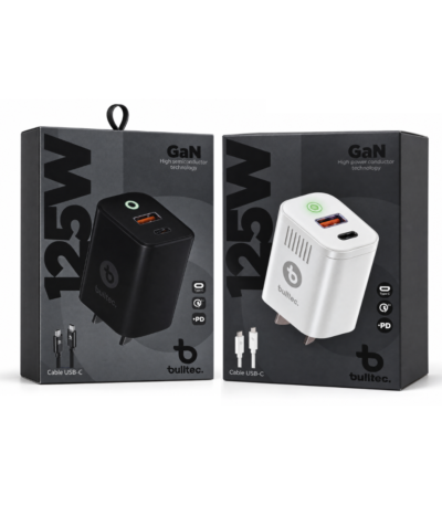 Cargador 125W Ultra Rapido con Cable C a C Doble Puerto BULLTEC SUPER FAST 101/102