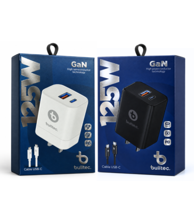 Cargador 125W Super Rapido con Cable C a C Doble Puerto BULLTEC SUPER FAST 312/888